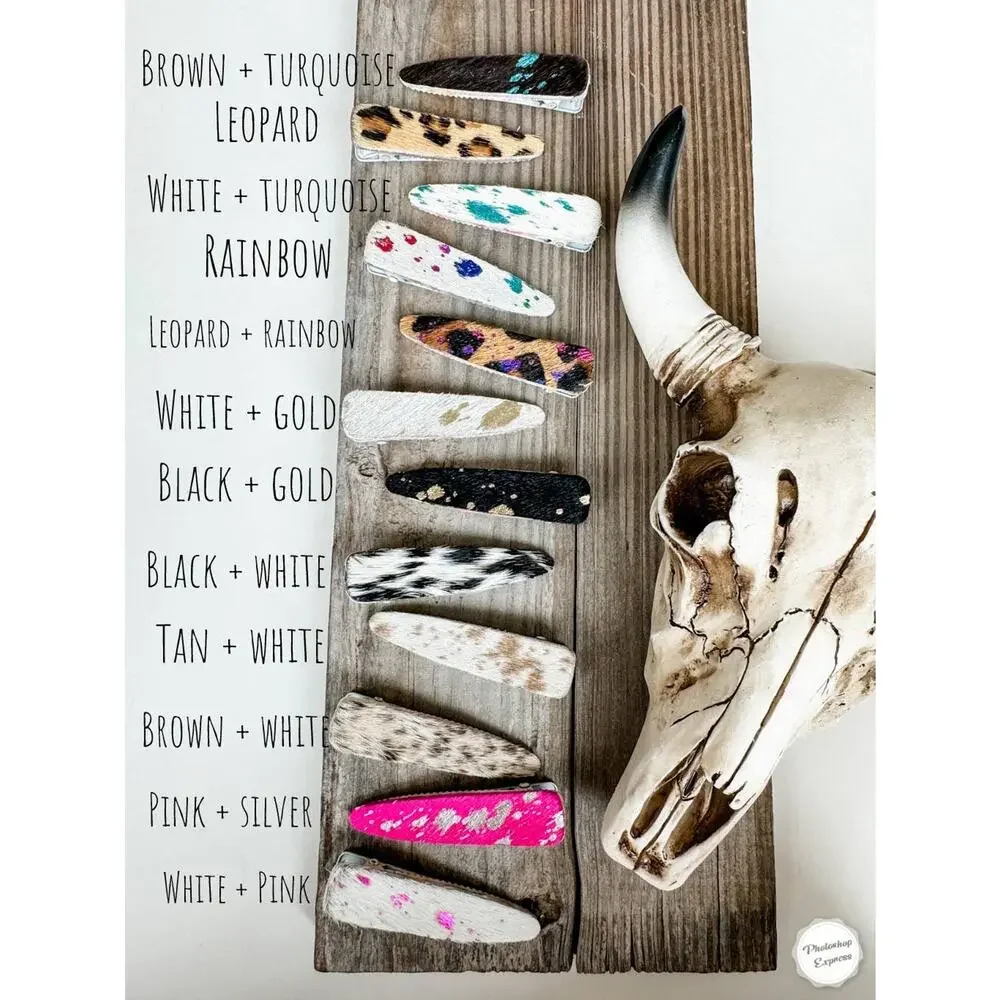 Western Hair-On Cowhide Barrette | Black & White